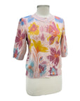 IVKO SHORT SLEEVE FLORAL CARDI SWEATER