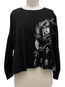 Krista Larson CROP OWL SKETCH LONG SLEEVE