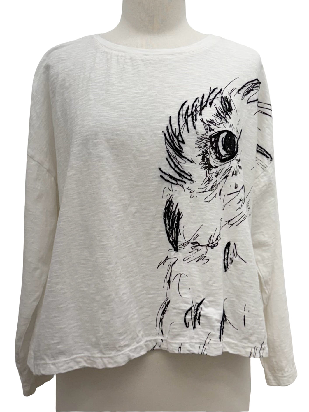 Krista Larson CROP OWL SKETCH LONG SLEEVE