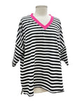 Planet STRIPE V NECK BORDER TEE