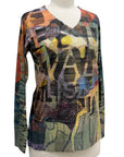 Inoah V NECK LONG SLEEVE PRINT TOP