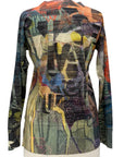 Inoah V NECK LONG SLEEVE PRINT TOP