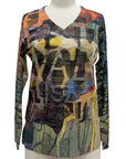 Inoah V NECK LONG SLEEVE PRINT TOP