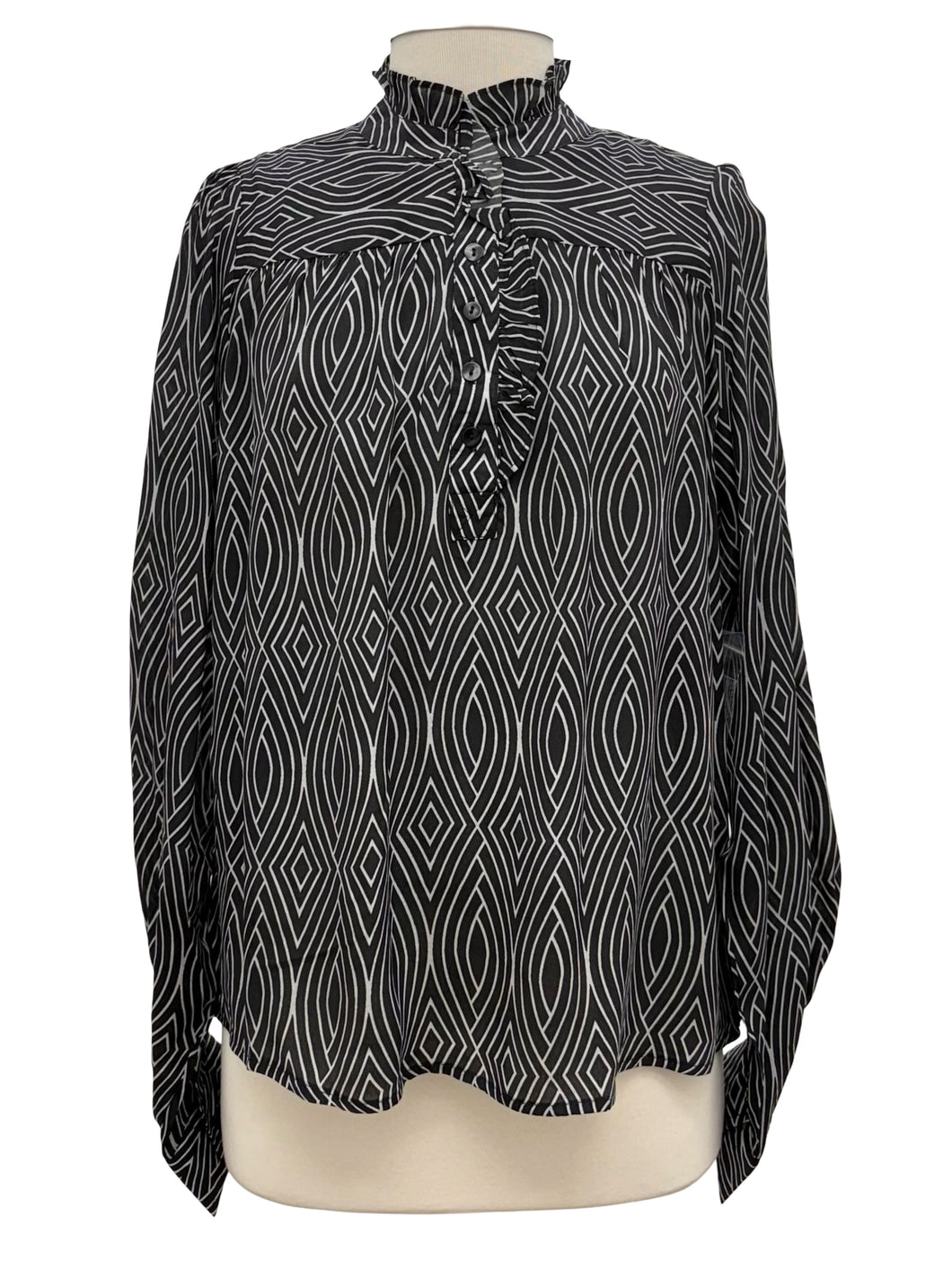 APNY HIGH NECK LONG SLEEVE BLOUSE