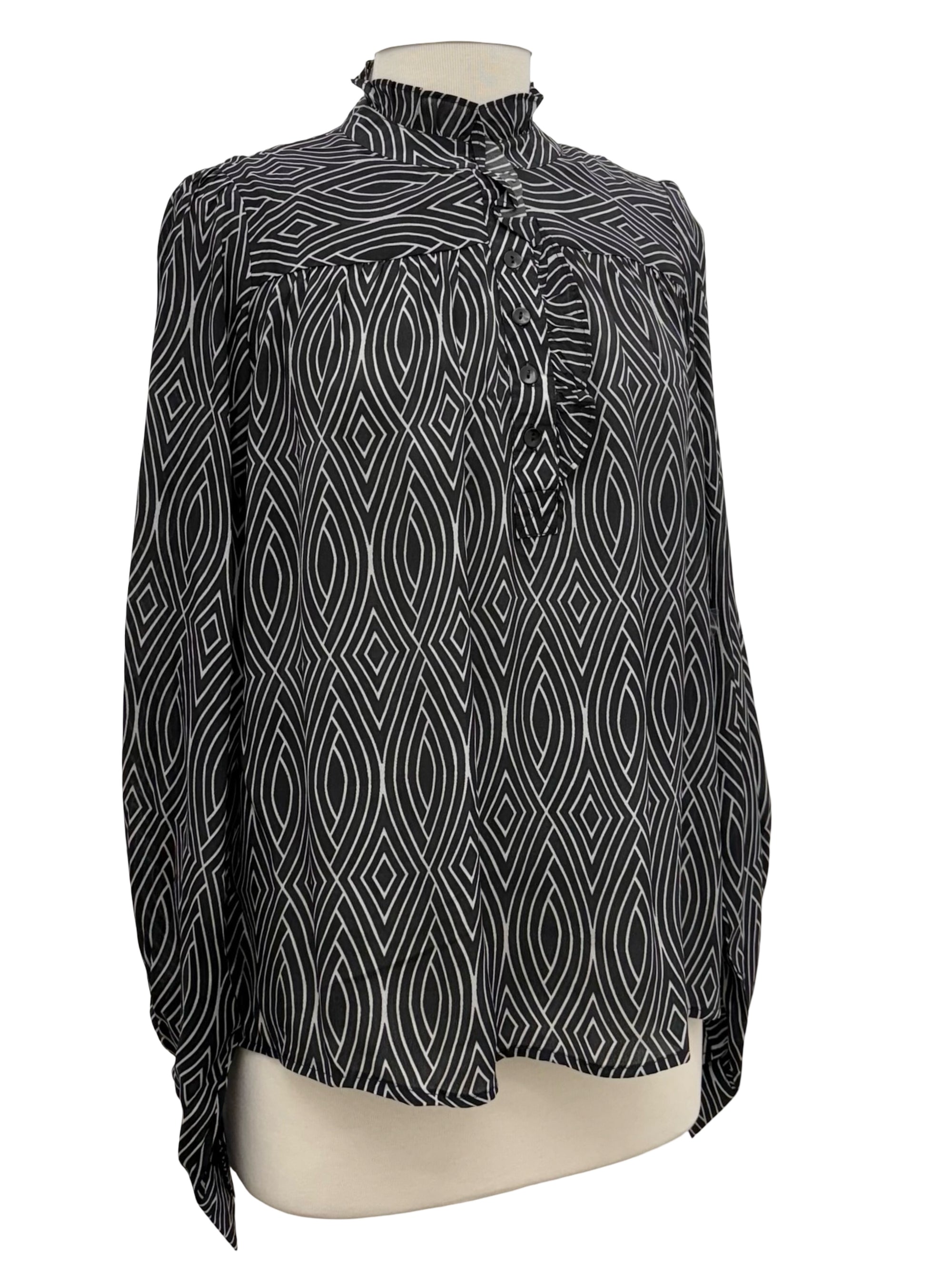 APNY HIGH NECK LONG SLEEVE BLOUSE