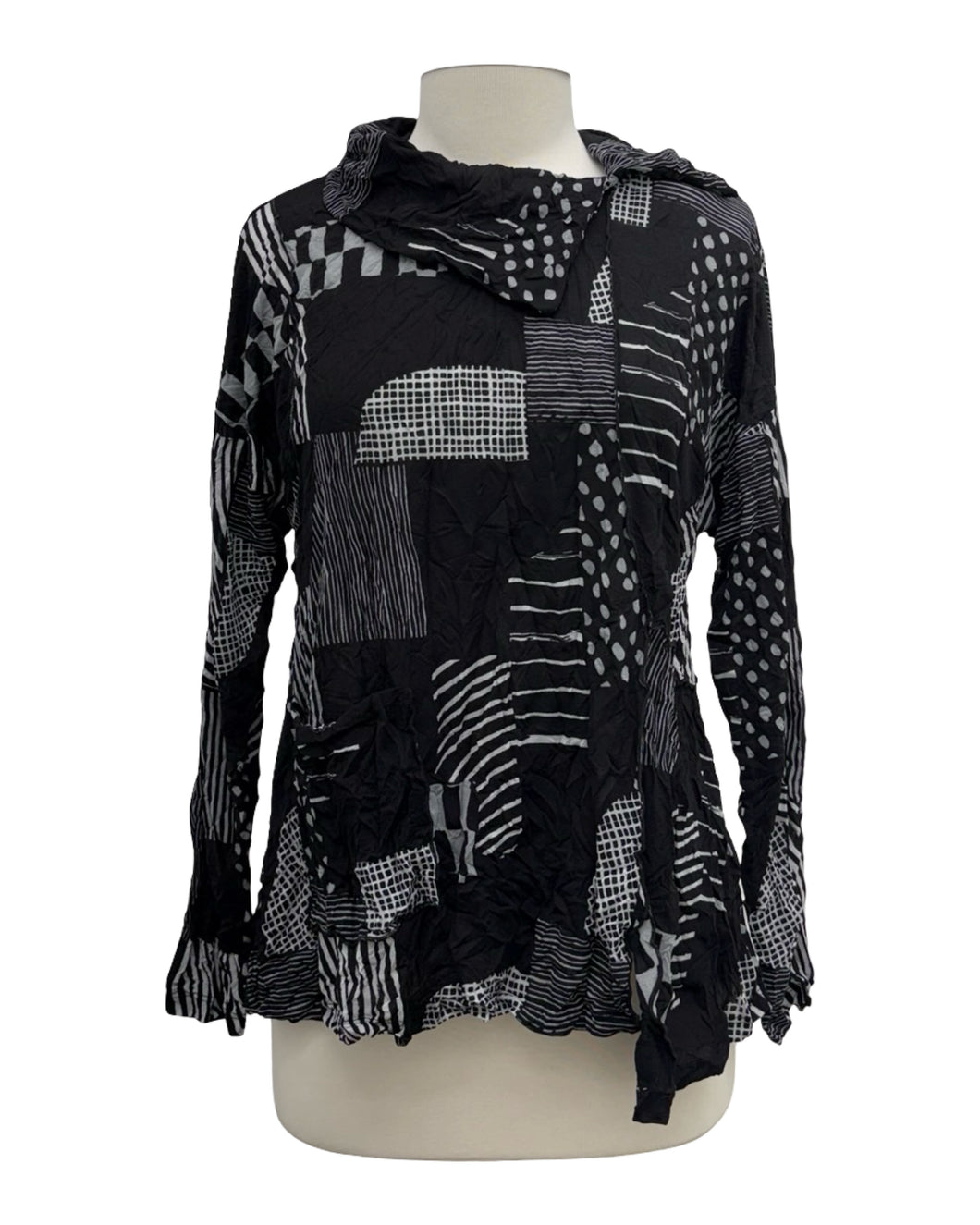 Chalet MESH LONG SLEEVE ASYMETRIC COLLAR TOP