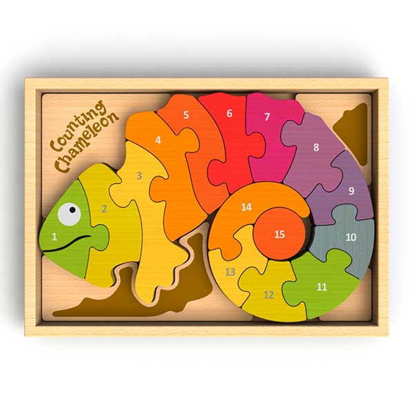 Begin Again COUNTING CHAMELEON BILINGUAL PUZZLE