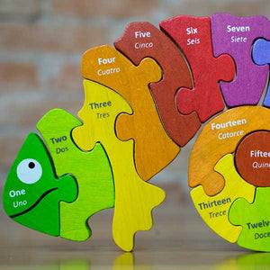 Begin Again COUNTING CHAMELEON BILINGUAL PUZZLE